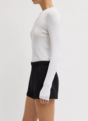 Ribbed Sweater Crewneck Pullover | Tibi White
