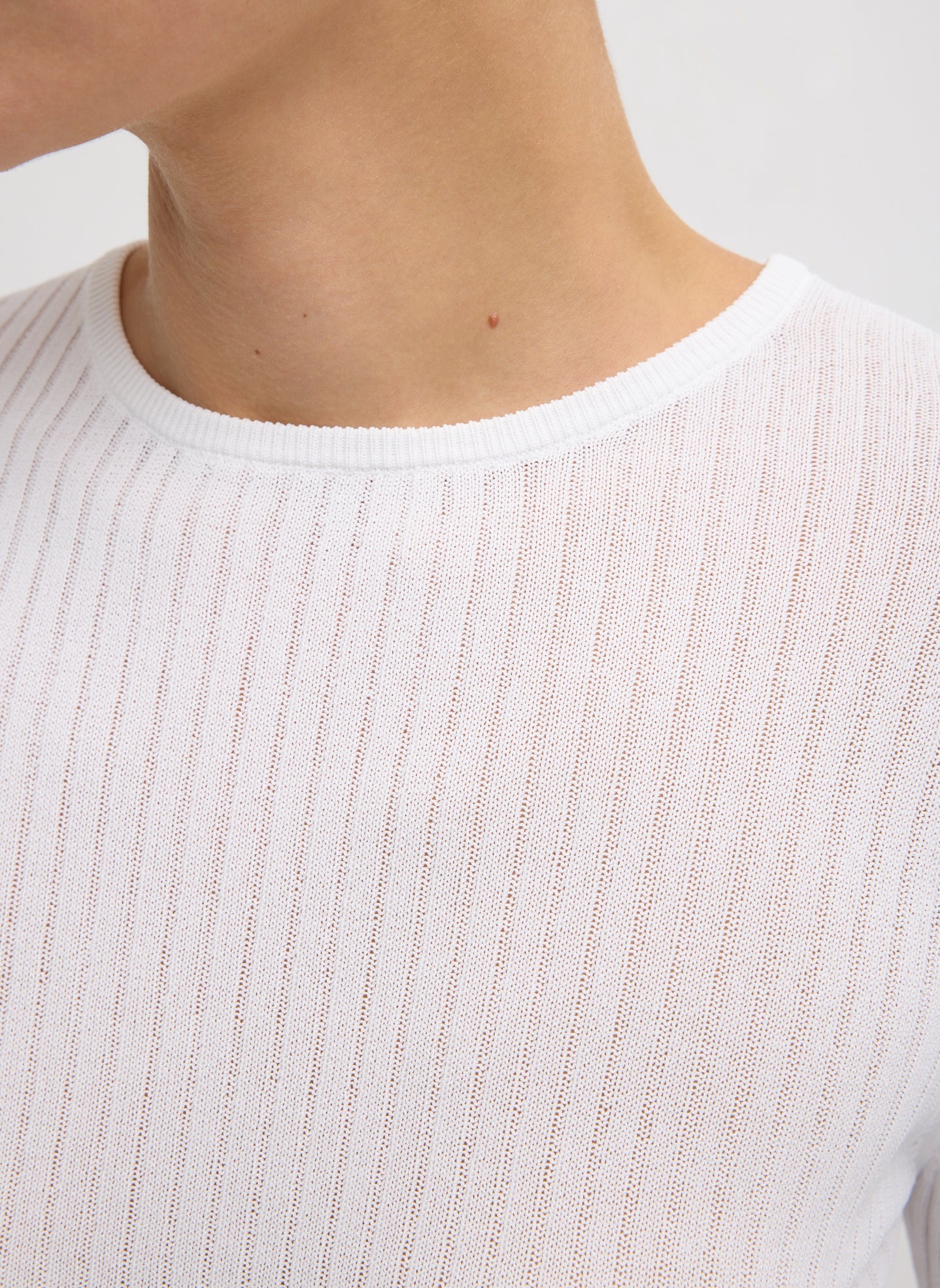Ribbed Sweater Crewneck Pullover | Tibi White