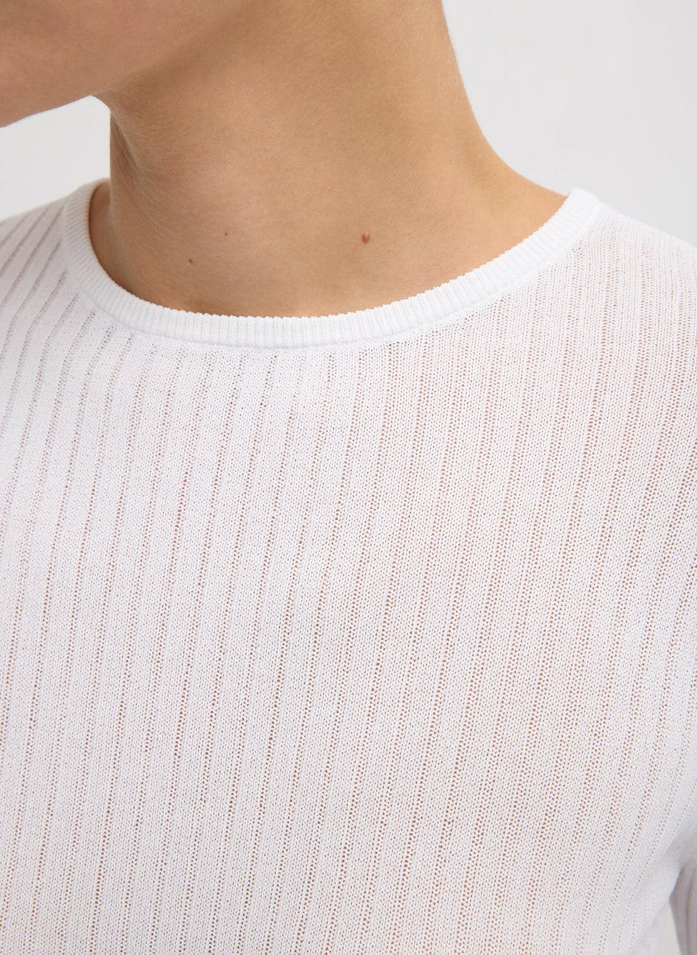 Ribbed Sweater Crewneck Pullover | Tibi White