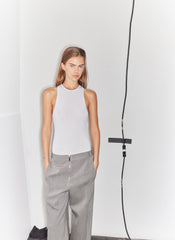 Ribbed Sweater Cut Out Tank | Tibi White