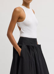 Ribbed Sweater Cut Out Tank | Tibi White