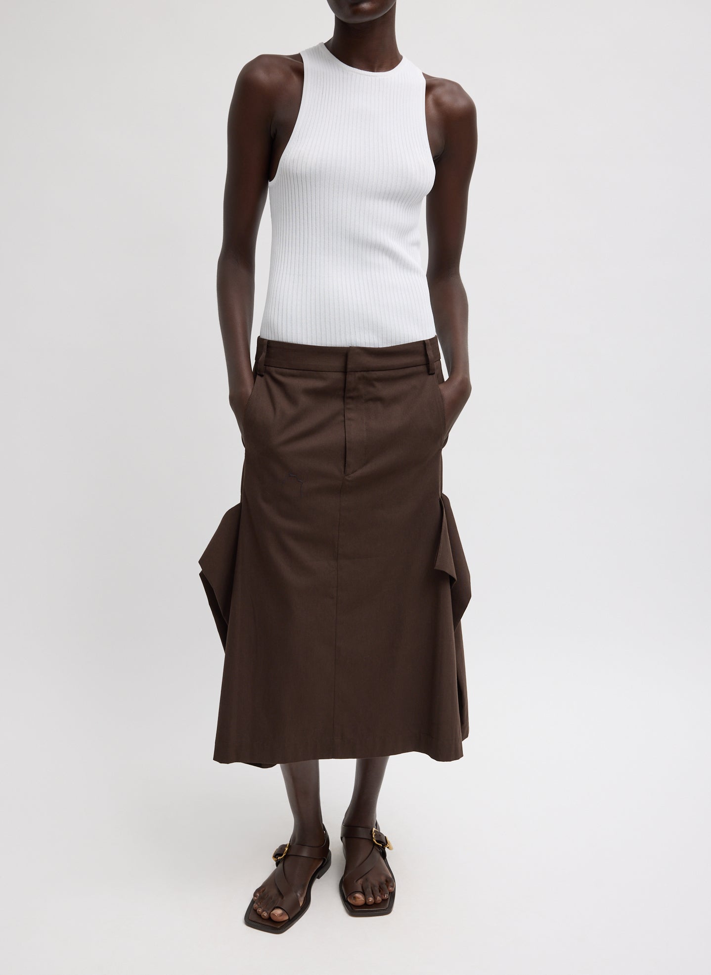 Ribbed Sweater Cut Out Tank | Tibi White