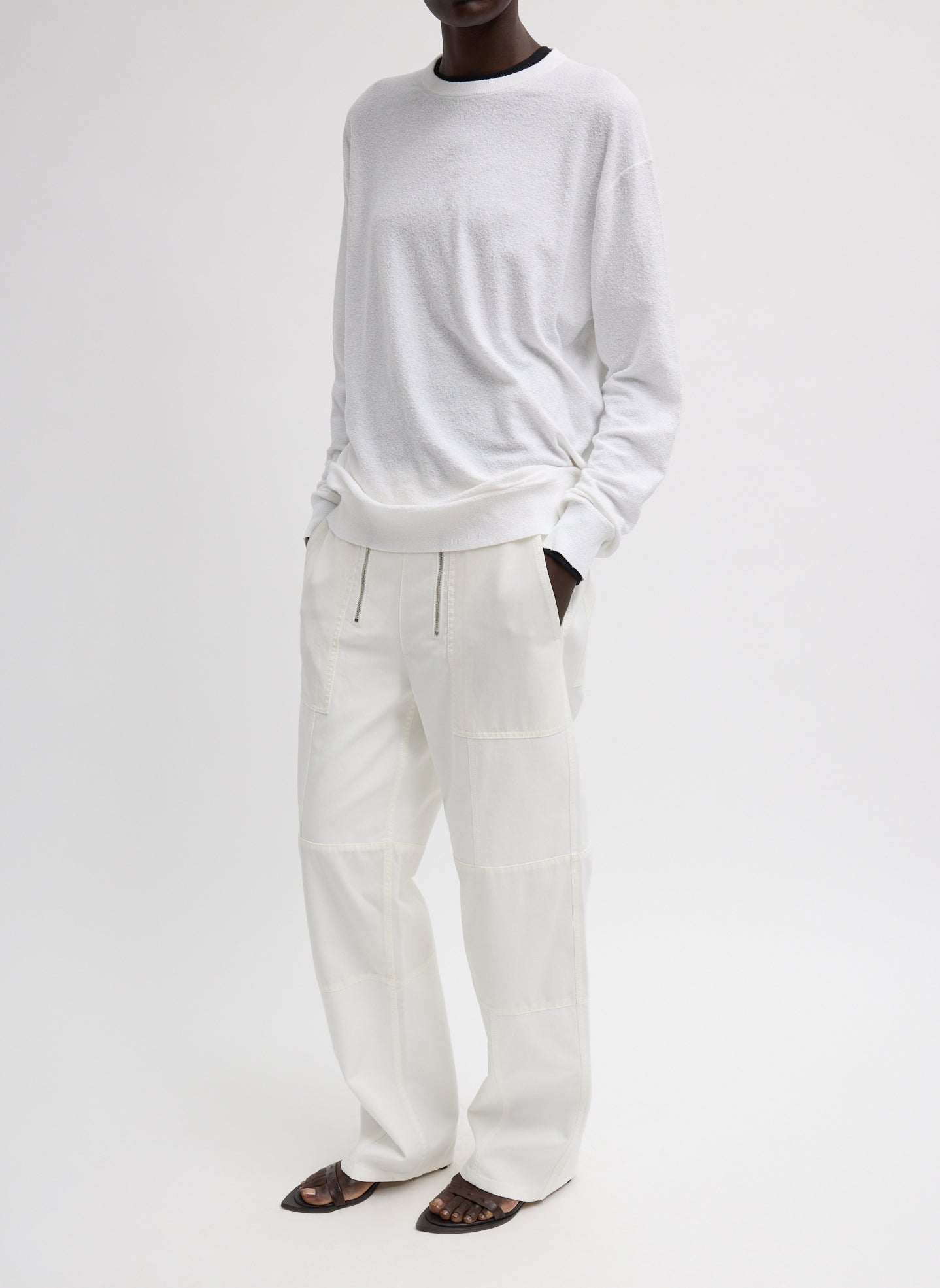 Sable Perfect Men's Pullover | Tibi White