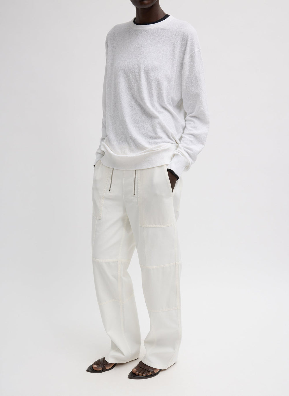 Sable Perfect Men's Pullover | Tibi White