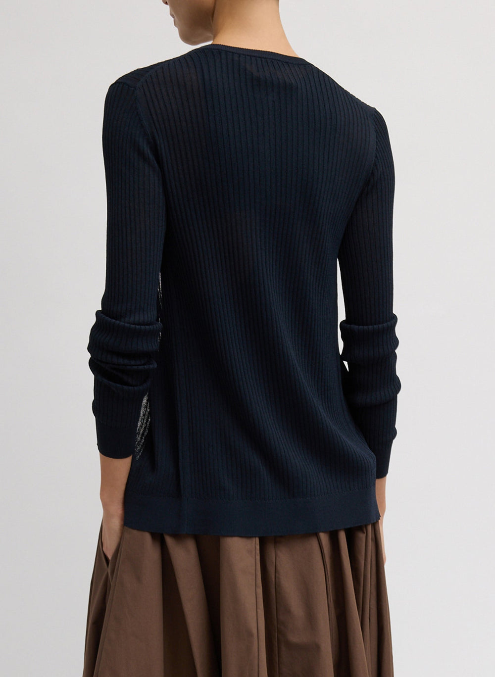 Ribbed Sweater Slim Cardigan | Tibi Navy