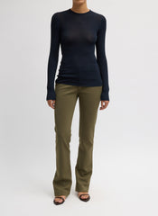 Ribbed Sweater Crewneck Pullover | Tibi Navy