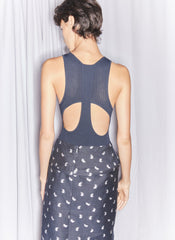 Ribbed Sweater Cut Out Tank | Tibi Navy