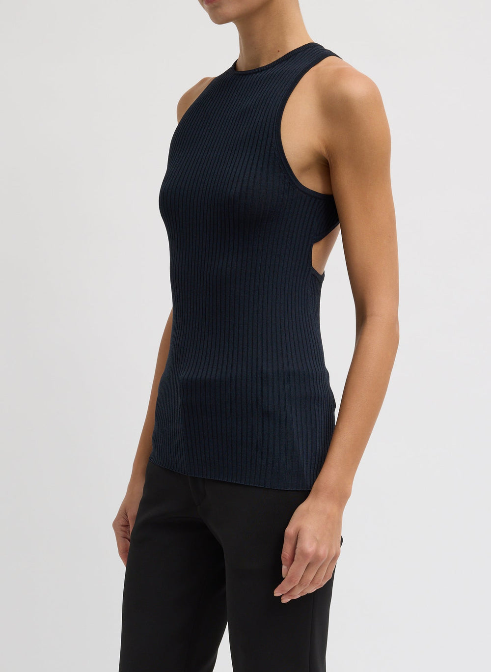 Ribbed Sweater Cut Out Tank | Tibi Navy