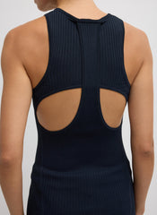 Ribbed Sweater Cut Out Tank | Tibi Navy