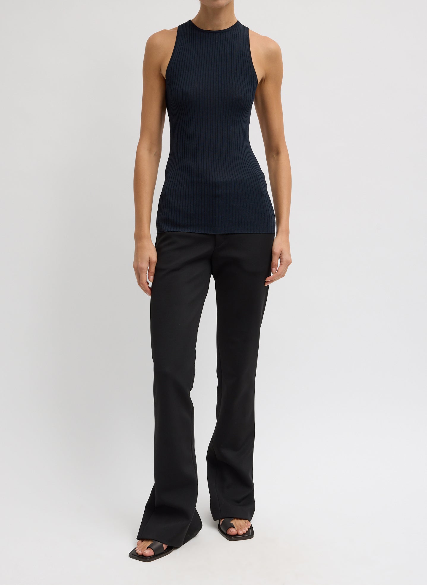 Ribbed Sweater Cut Out Tank | Tibi Navy