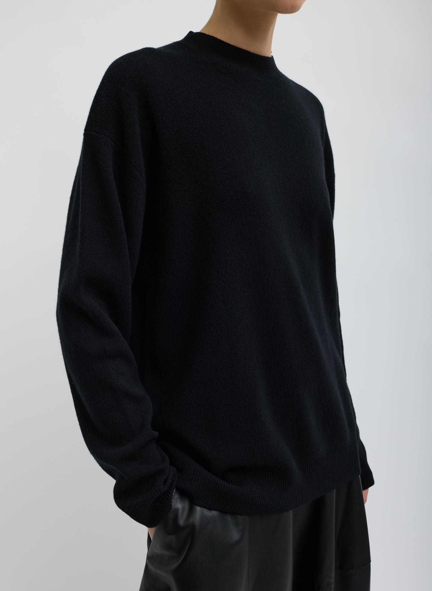 Anna Merino Wool Cut Out Racerback Pullover | Tibi Black