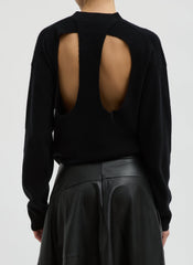 Anna Merino Wool Cut Out Racerback Pullover | Tibi Black