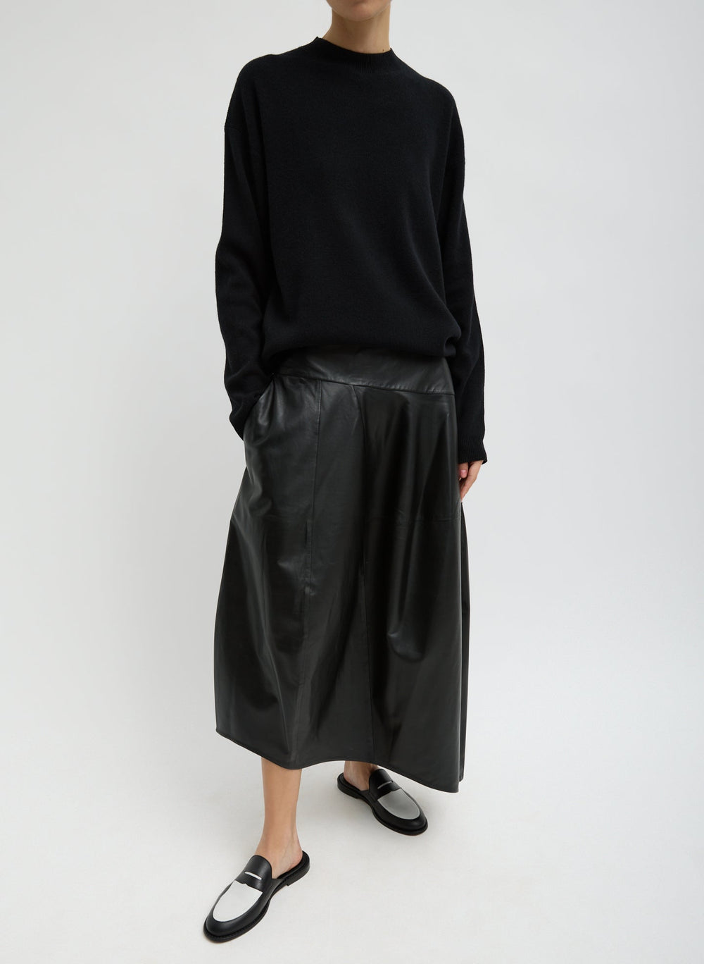 Anna Merino Wool Cut Out Racerback Pullover | Tibi Black
