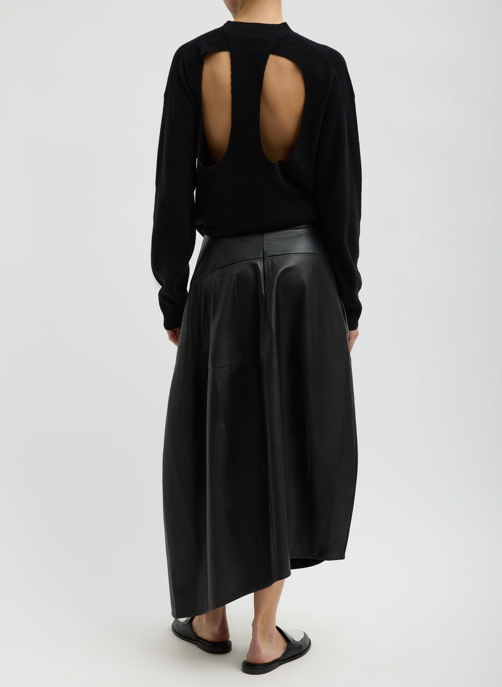 Anna Merino Wool Cut Out Racerback Pullover | Tibi Black