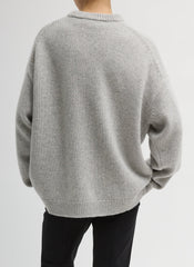 Soft Wool Ski Easy Pullover Crewneck Sweater | Tibi Heather Grey Multi
