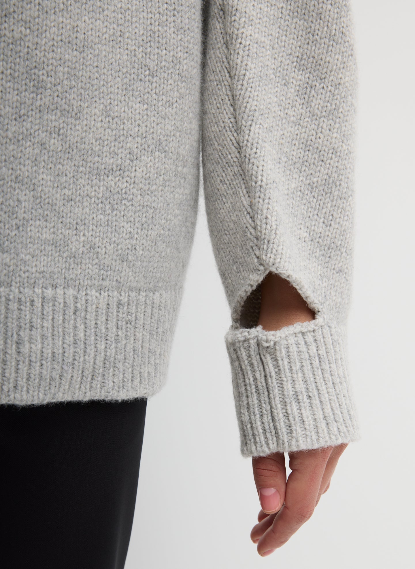 Soft Wool Ski Easy Pullover Crewneck Sweater | Tibi Heather Grey Multi
