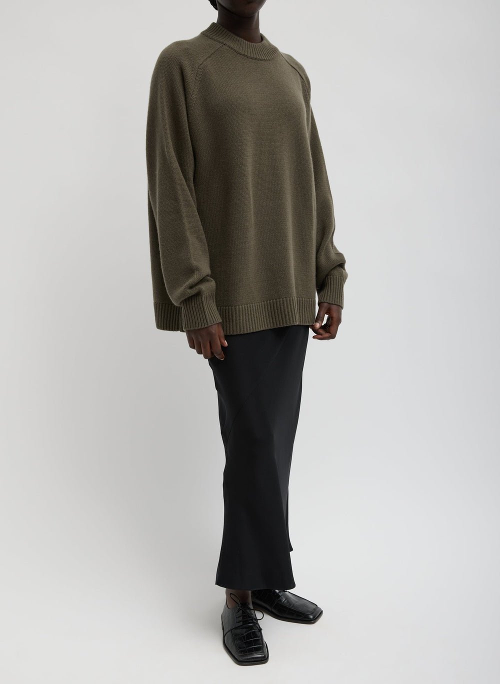 Cashmere Crewneck Oversized Pullover Sweater | Tibi Dark Hazelnut