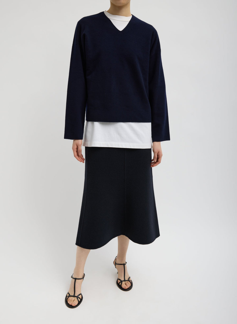 Double Faced Cashmere Oversized Easy Sweater | Tibi Dark Navy