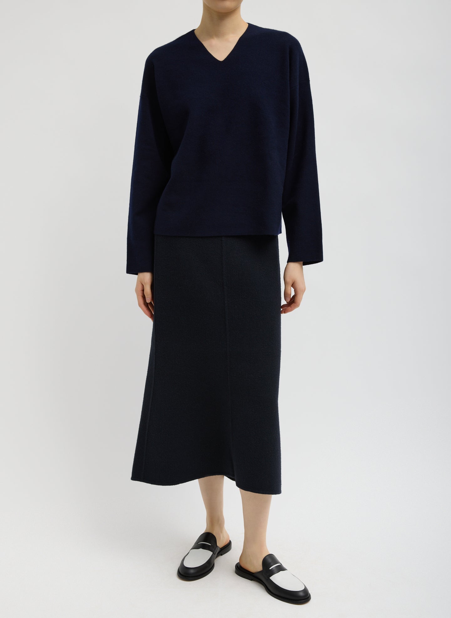 Double Faced Cashmere Oversized Easy Sweater | Tibi Dark Navy