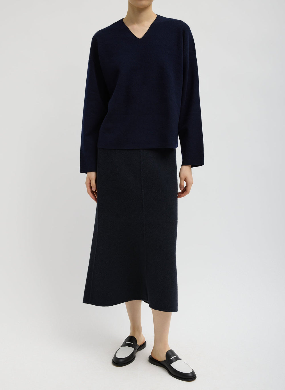 Double Faced Cashmere Oversized Easy Sweater | Tibi Dark Navy