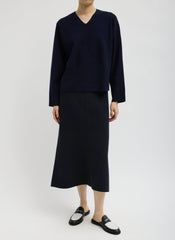 Double Faced Cashmere Oversized Easy Sweater | Tibi Dark Navy