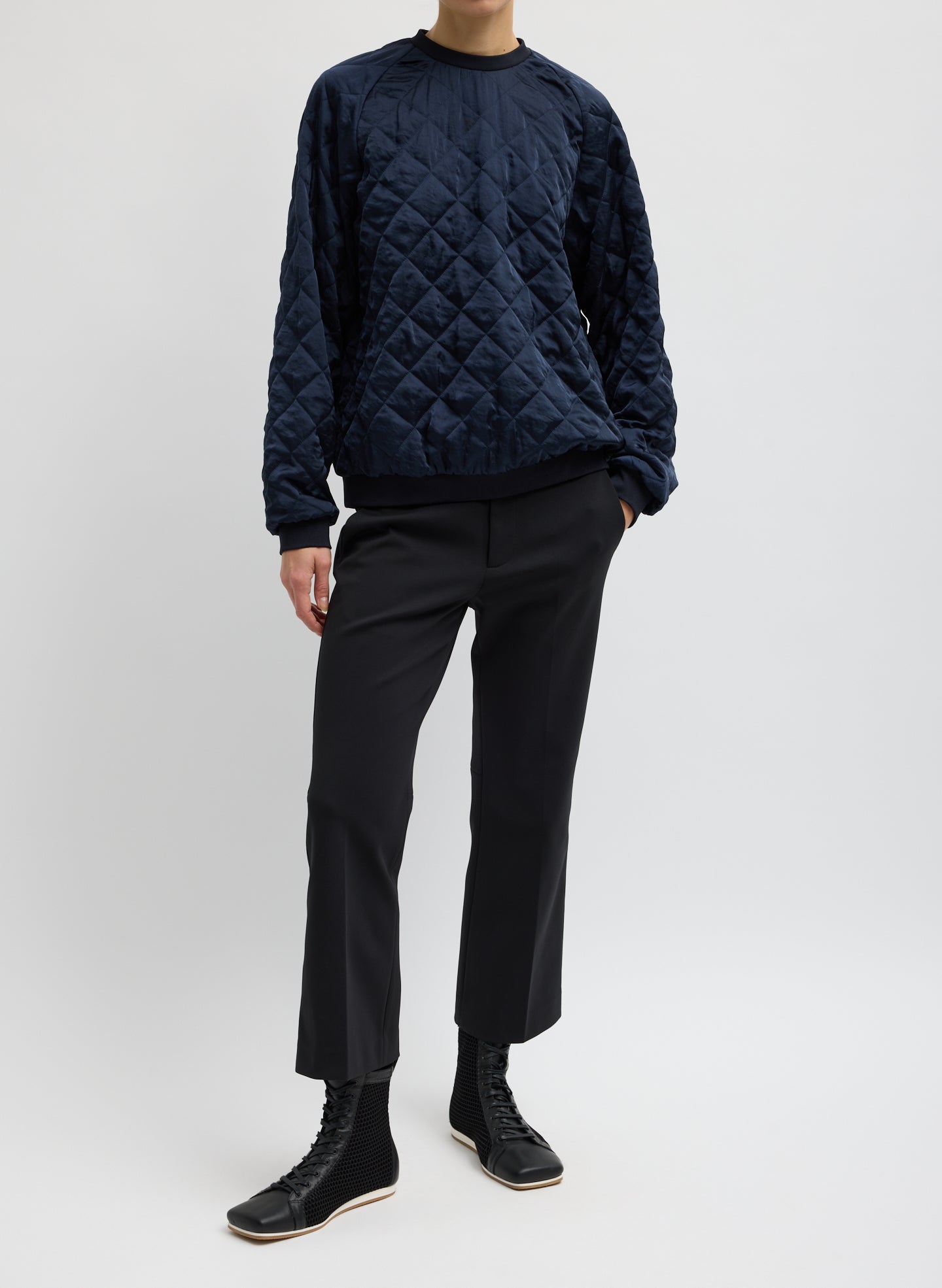 Cozy Quilting Sweatshirt | Tibi Navy