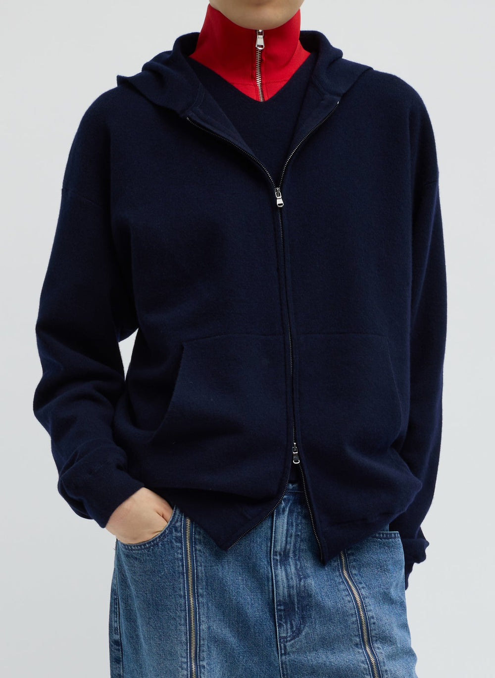 Double Faced Cashmere Hoodie | Tibi Dark Navy