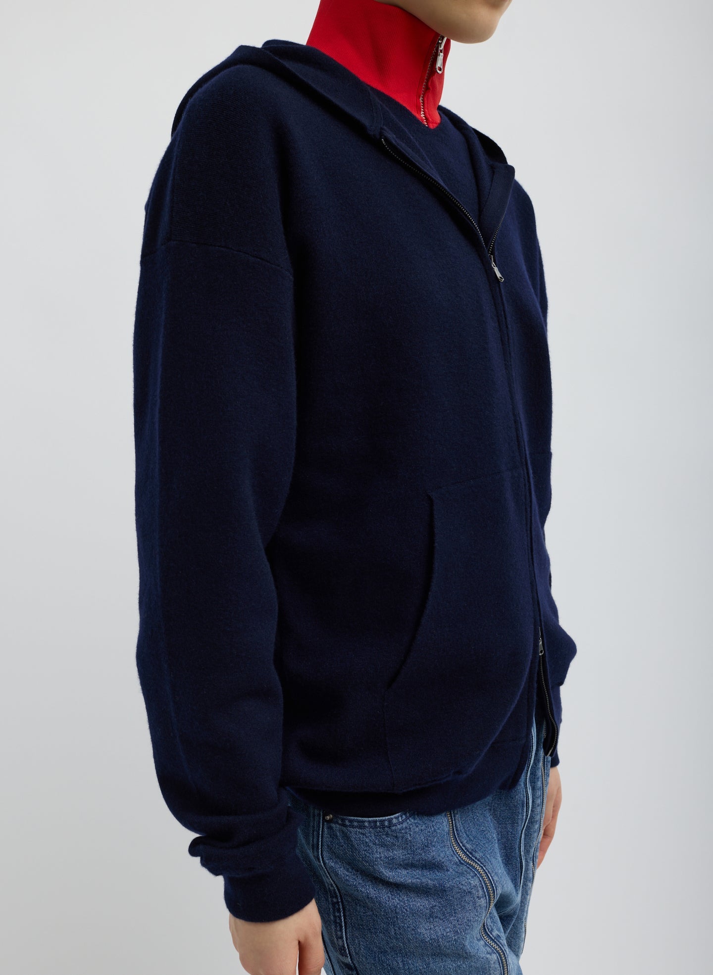 Double Faced Cashmere Hoodie | Tibi Dark Navy