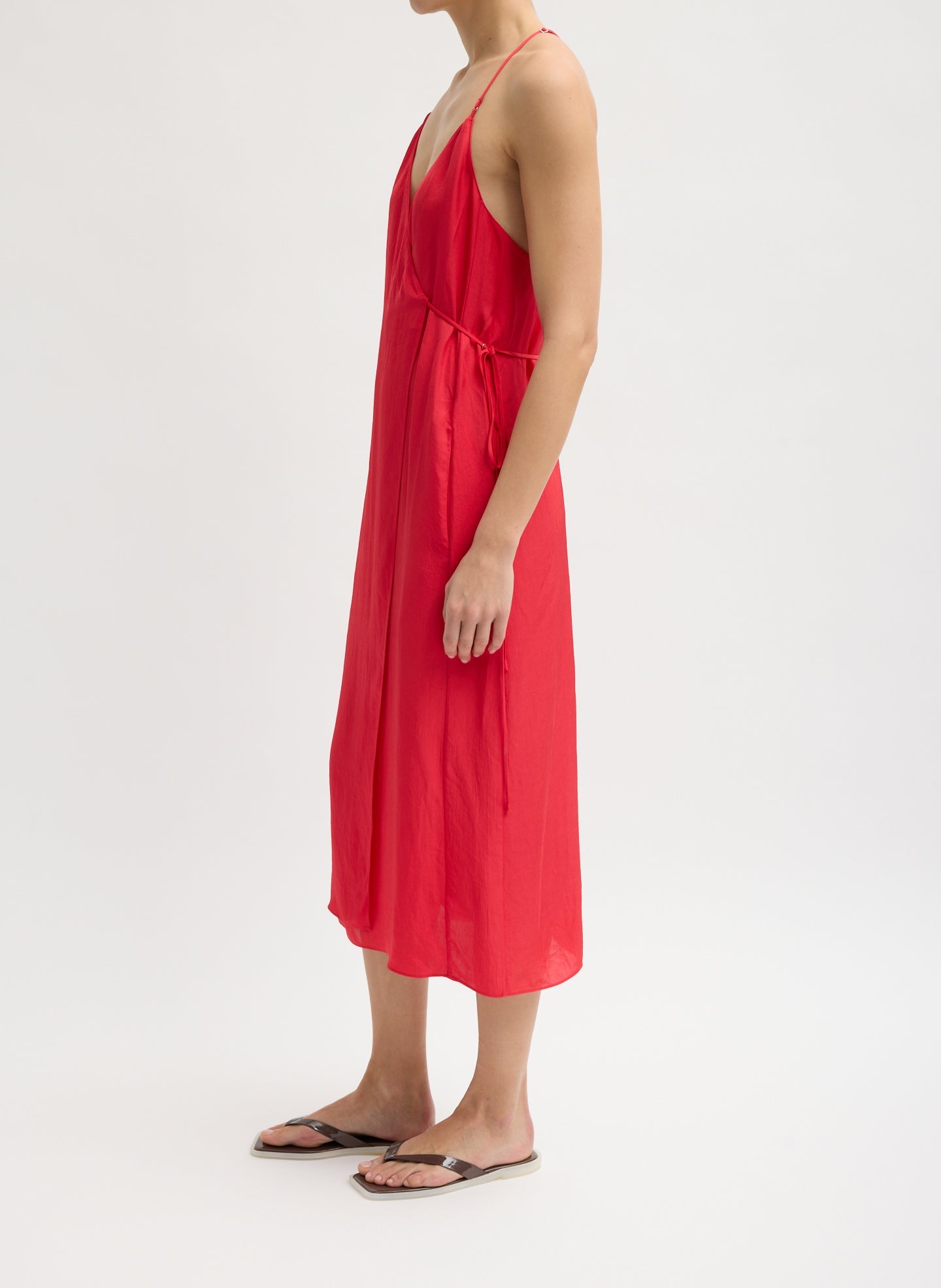 Summer Slip Wrap Dress | Tibi Faded Red