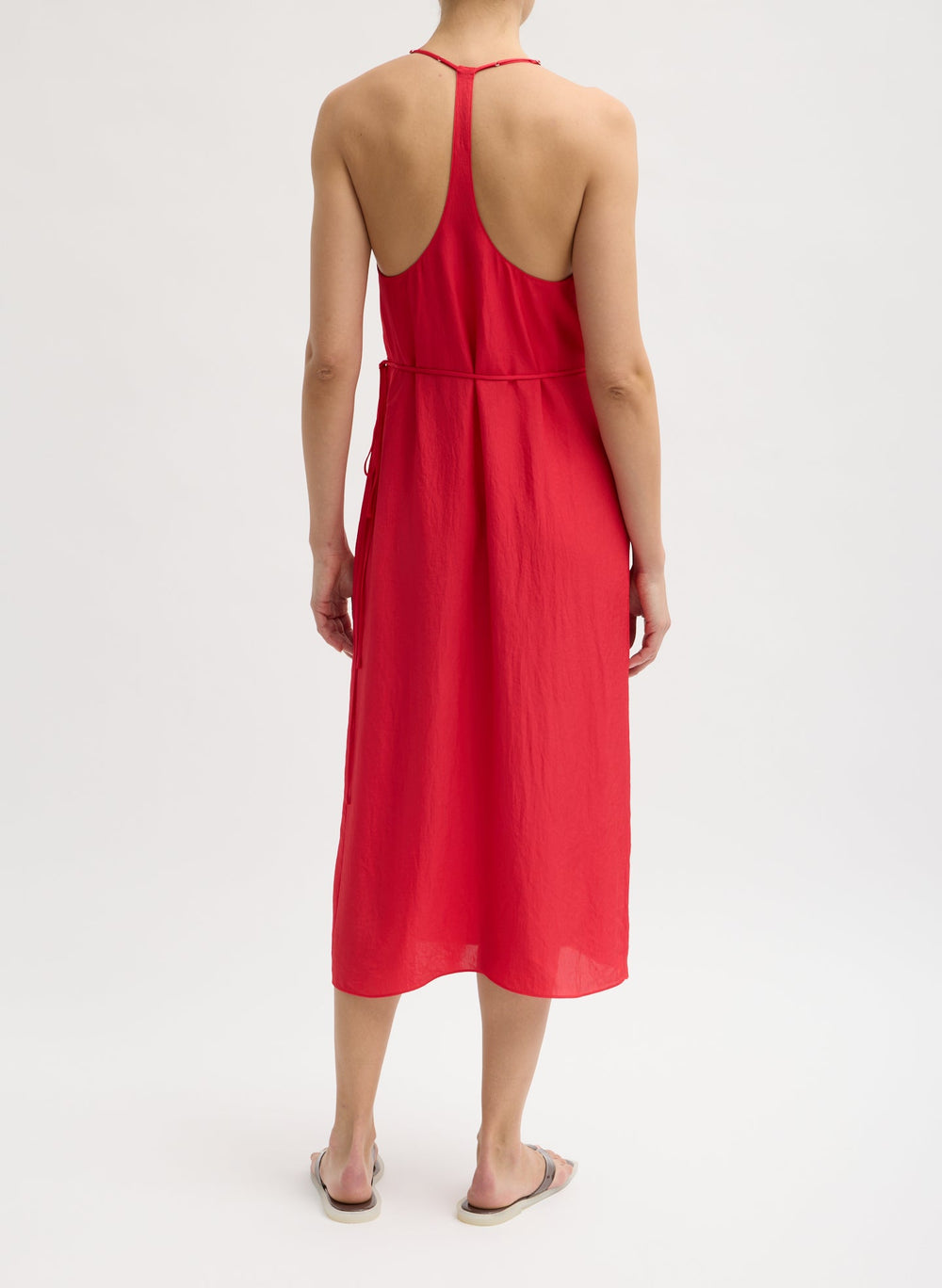 Summer Slip Wrap Dress | Tibi Faded Red