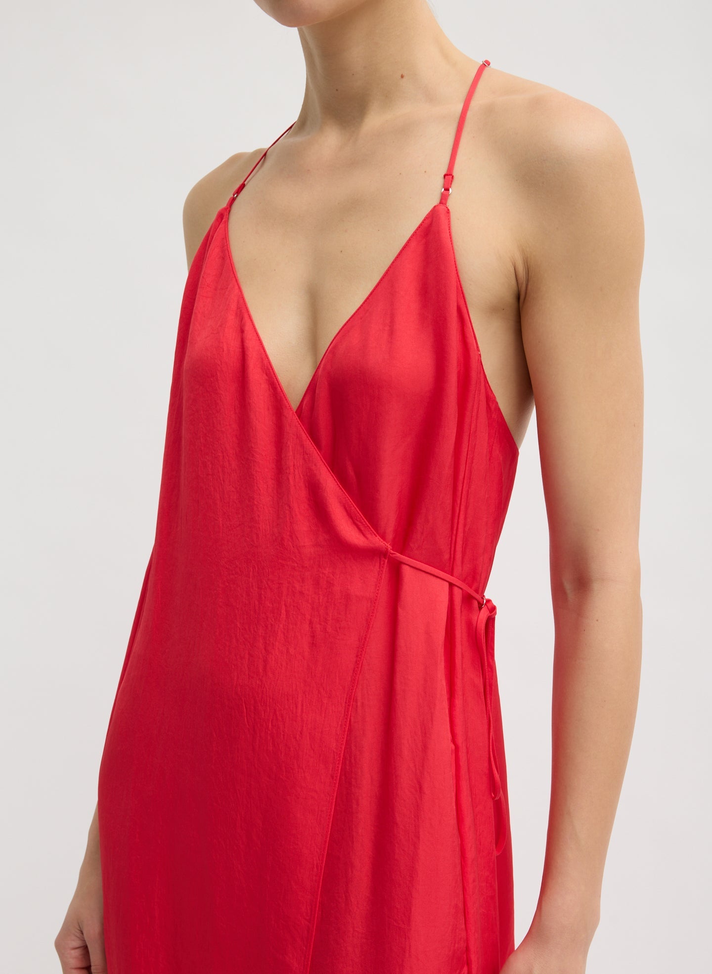 Summer Slip Wrap Dress | Tibi Faded Red