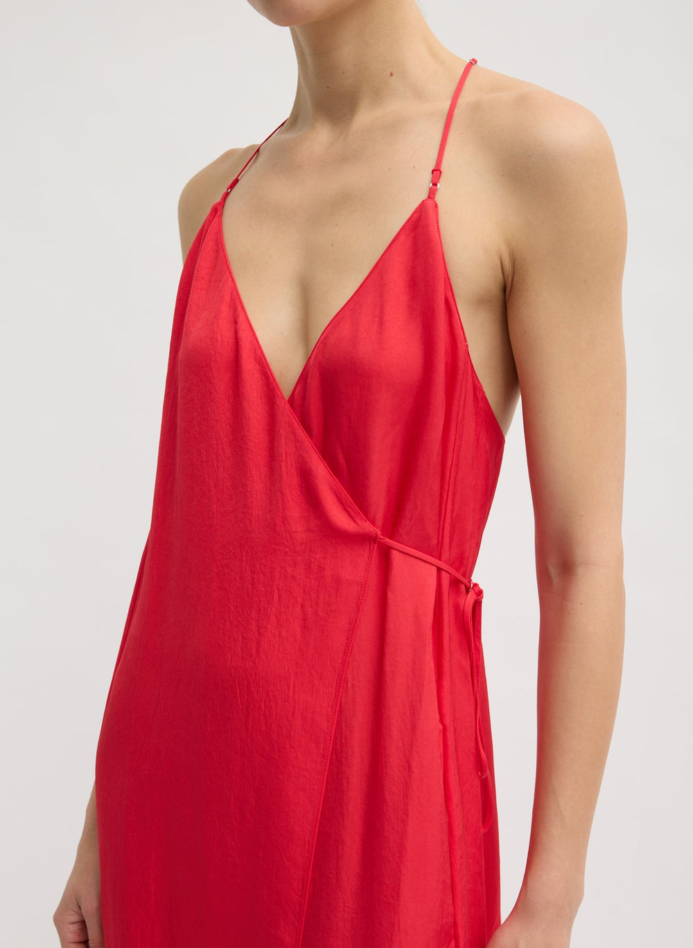 Summer Slip Wrap Dress | Tibi Faded Red
