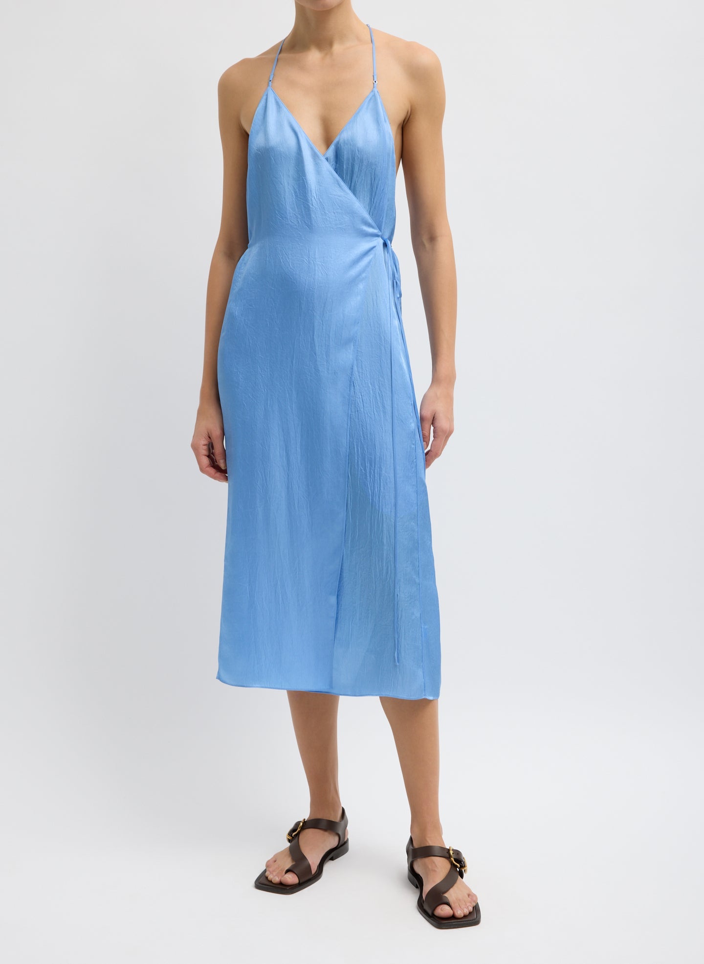 Summer Slip Wrap Dress | Tibi Baby Blue