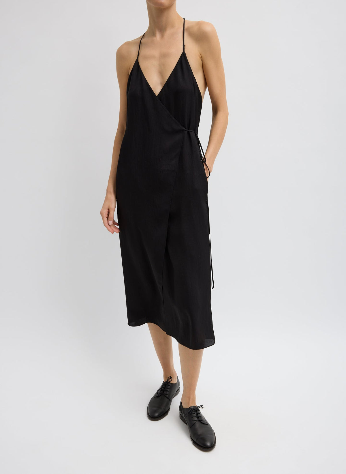 Summer Slip Wrap Dress | Tibi Black