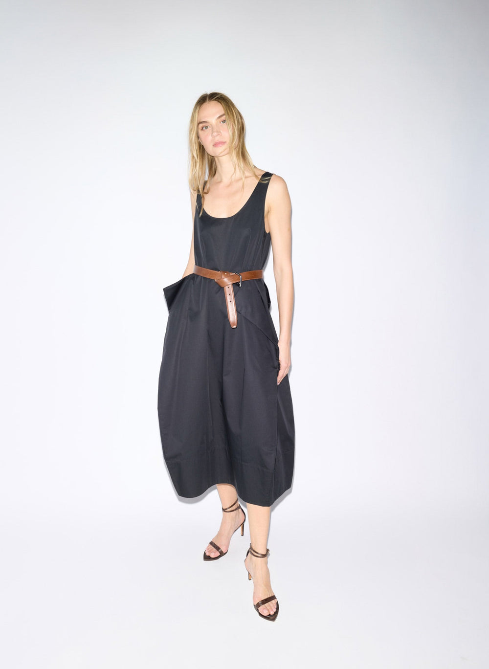 Eco Poplin Tank Dress | Tibi Black