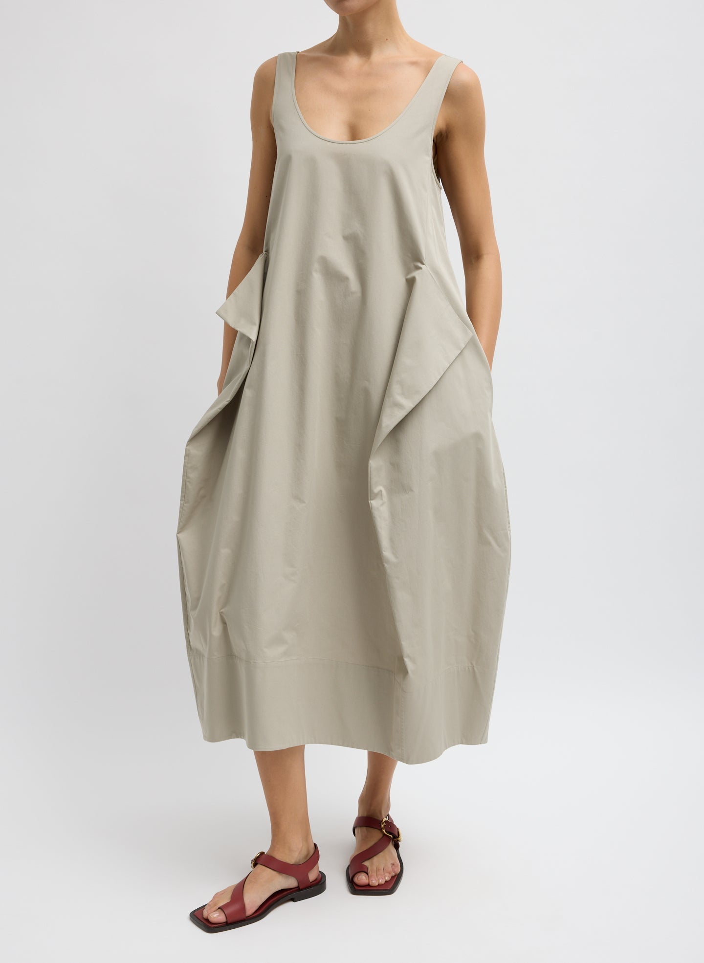 Eco Poplin Tank Dress | Tibi Sandstone