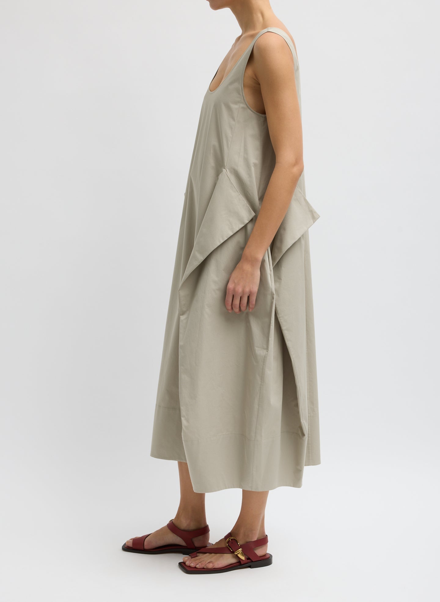 Eco Poplin Tank Dress | Tibi Sandstone