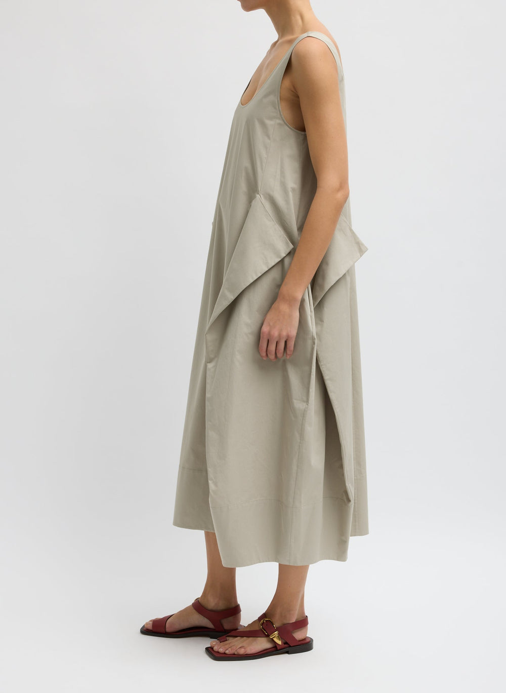 Eco Poplin Tank Dress | Tibi Sandstone