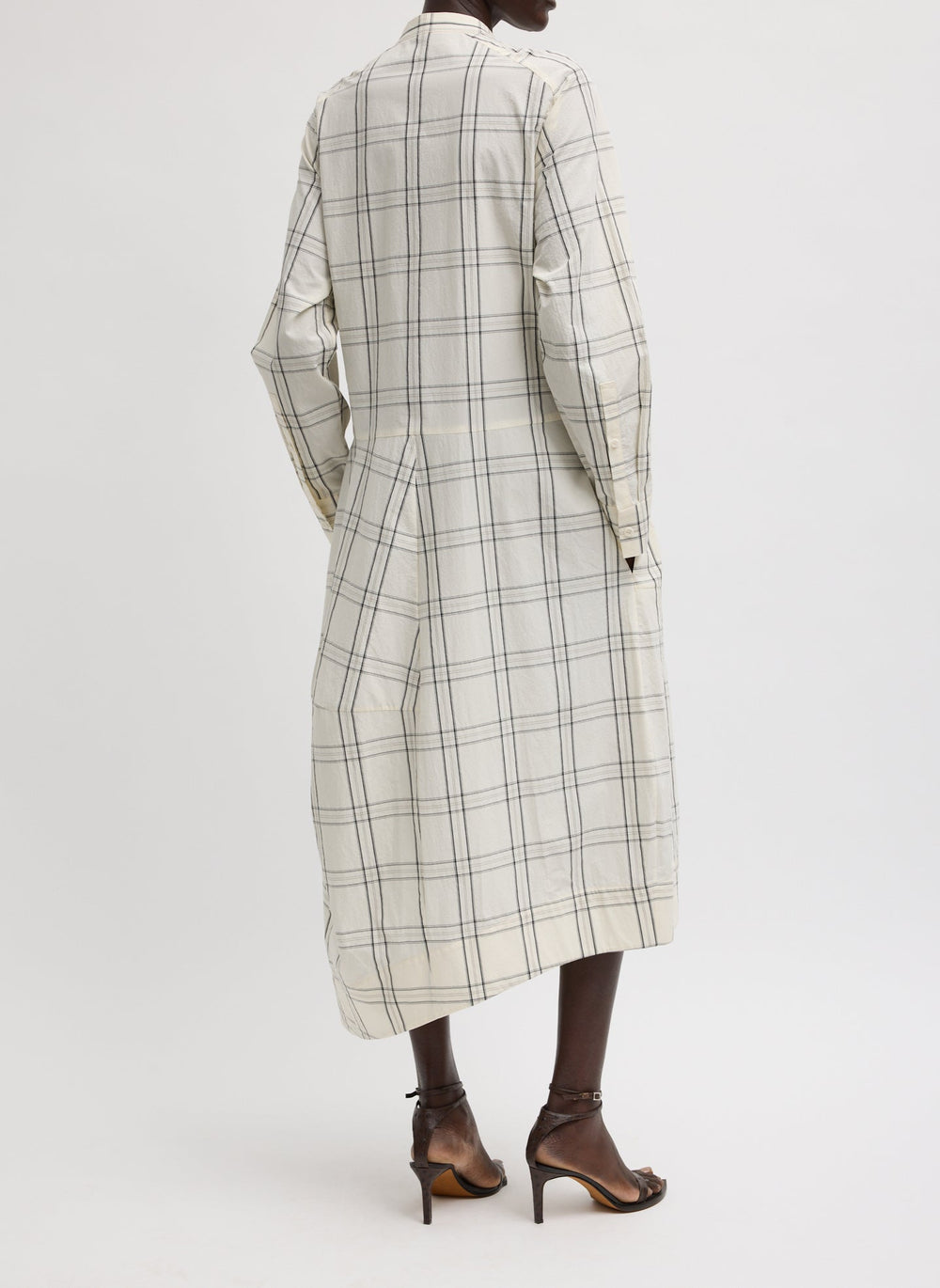Russel Plaid Balloon Dress | Tibi Ivory/Black Multi