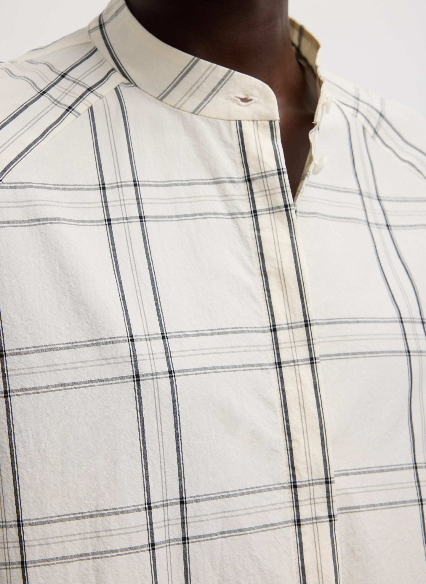 Russel Plaid Balloon Dress | Tibi Ivory/Black Multi