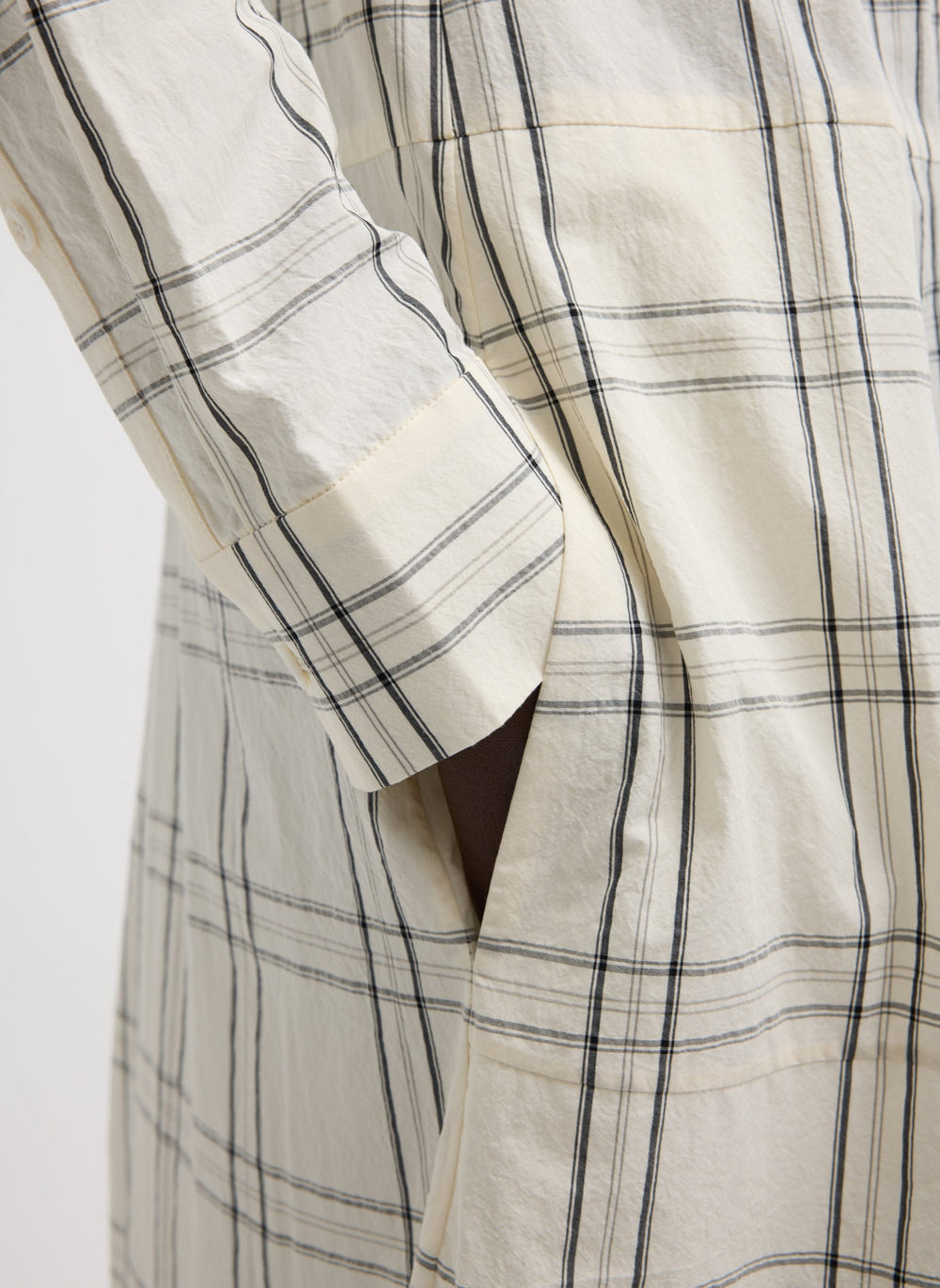 Russel Plaid Balloon Dress | Tibi Ivory/Black Multi