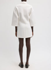 Bonded Viscose Zip Front Short Sleeve Slim Tunic | Tibi Ivory