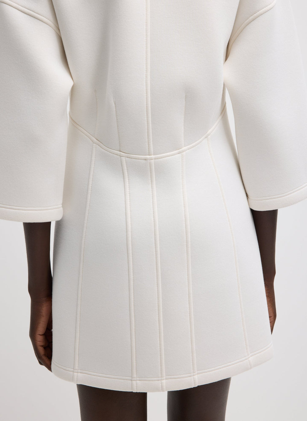 Bonded Viscose Zip Front Short Sleeve Slim Tunic | Tibi Ivory