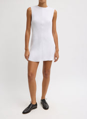 Viscose Plisse Sleeveless Bias Short Tunic Dress | Tibi White