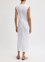 Viscose Plisse Sleeveless Bias Dress | Tibi White