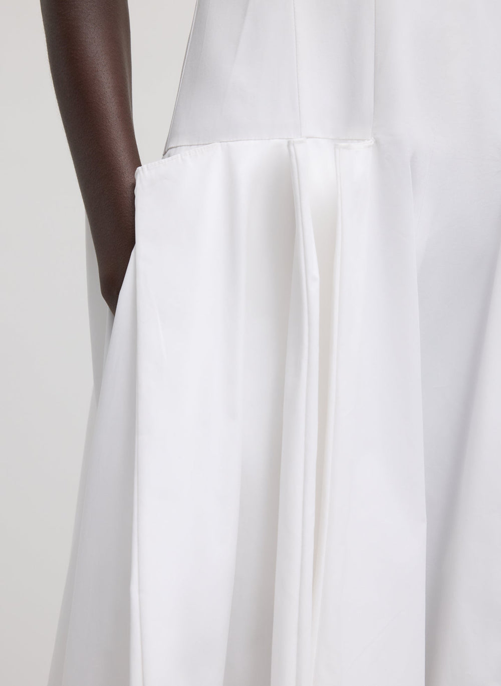 Compact Eco Poplin Pinched Pleat Dress | Tibi White