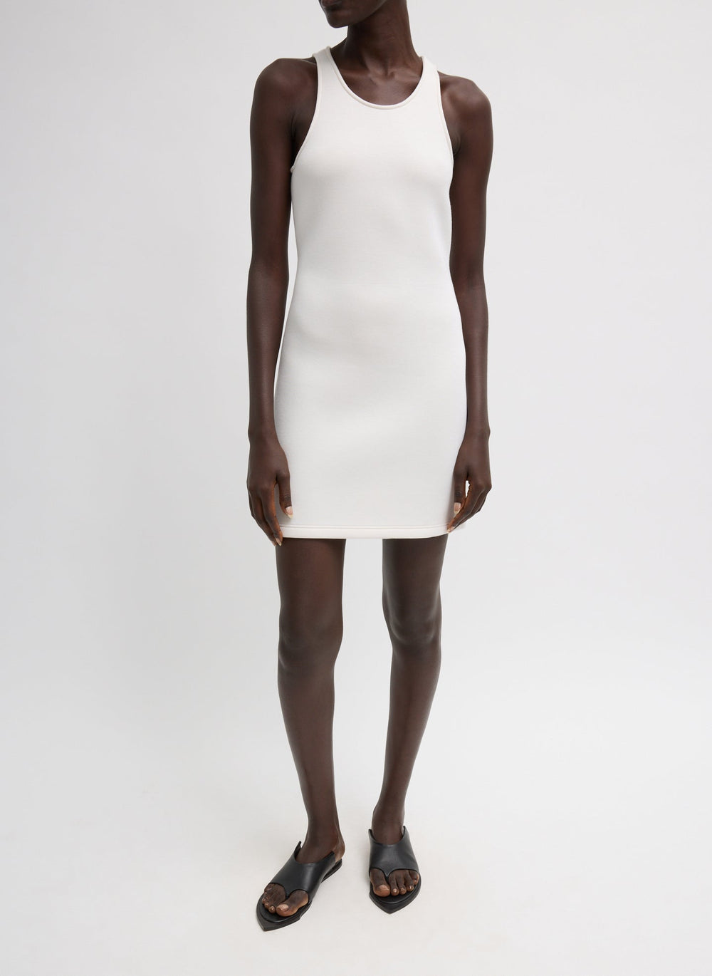 Bonded Viscose Sculpted Sleeveless Tunic Tank | Tibi Ivory