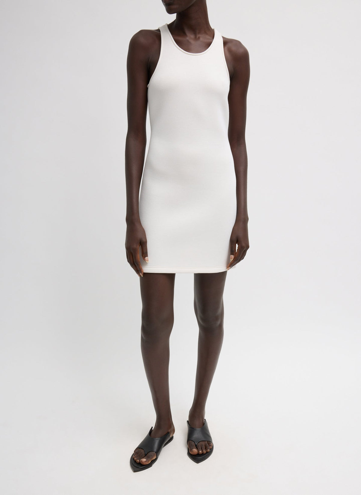 Bonded Viscose Sculpted Sleeveless Tunic Tank | Tibi Ivory