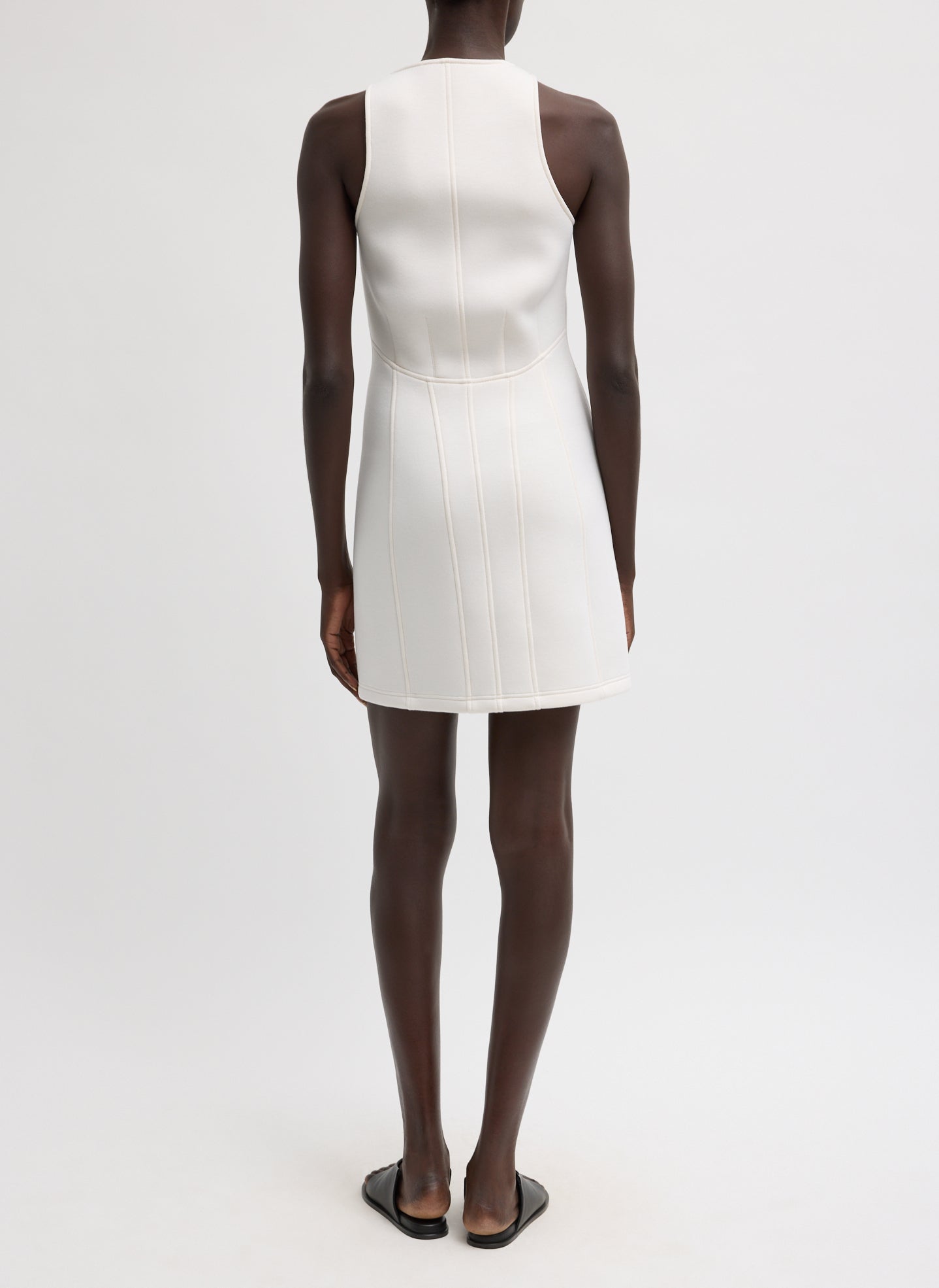 Bonded Viscose Sculpted Sleeveless Tunic Tank | Tibi Ivory