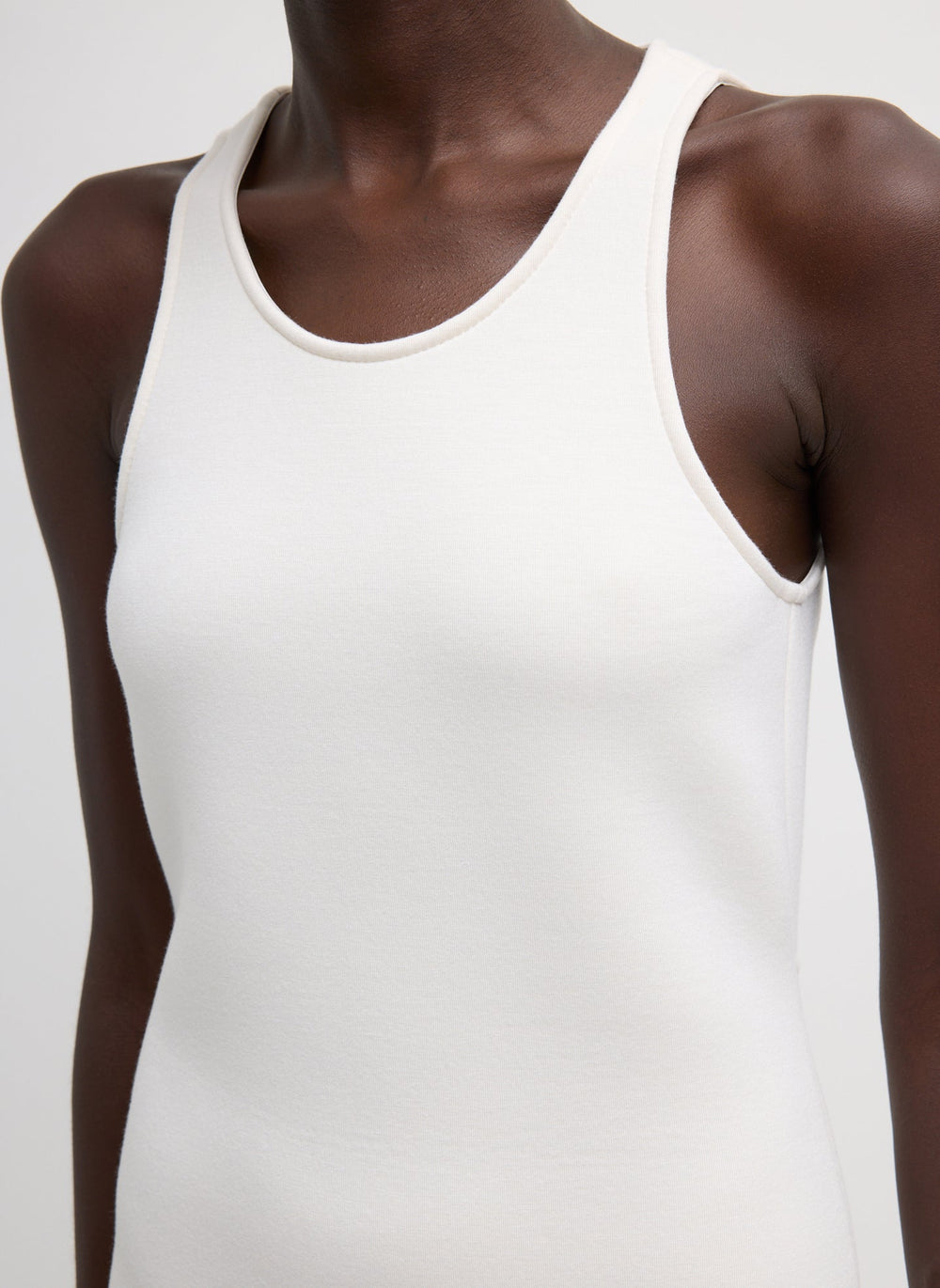 Bonded Viscose Sculpted Sleeveless Tunic Tank | Tibi Ivory